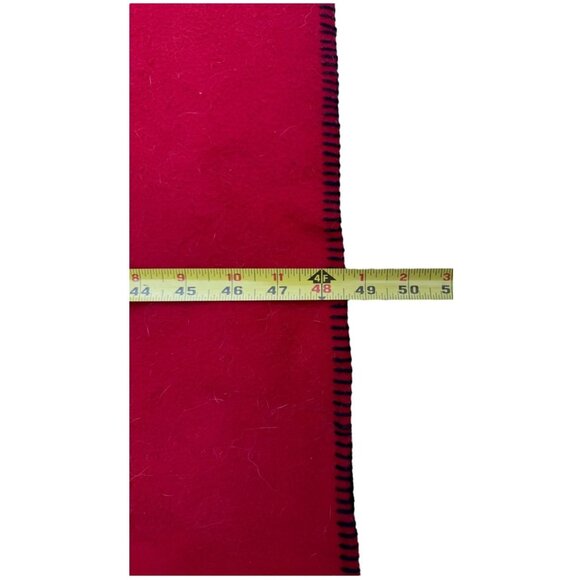 Ralph Lauren Red Plush FleeceThrow Blanket With American Flag Patch 48" x 69" - Picture 6 of 6